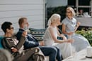 bride and groom happily talking with their guests- Nelson Wedding